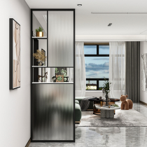 Nordic Light Lavish Living Room Iron Art Stainless Steel Long Iridescent Glass Screen Entrance to the family Xuanguan washstand Decorative Set Objects Partition