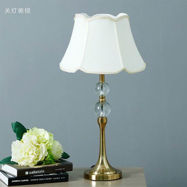 American-Style Imitation Copper Crystal Ceramic Soft Decoration Bedroom Bedside Table Lamp Modern Minimalist Living Room Home Cozy Bedside Lamp