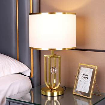 Nordic American-Style Table Lamp Bedside Lamp Cozy Bedroom Simple Modern Living Room Model Room Bedside Table European-Style Light Luxury Lamp