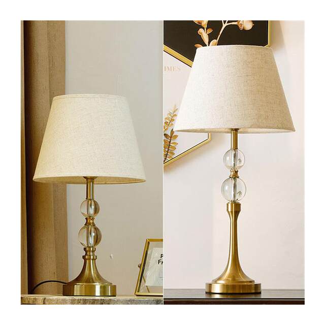 American-Style Imitation Copper Crystal Ceramic Soft Decoration Bedroom Bedside Table Lamp Modern Minimalist Living Room Home Cozy Bedside Lamp