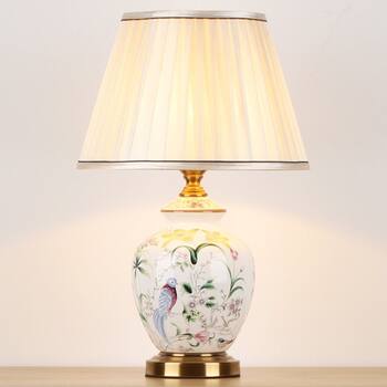 Ceramic Table Lamp for Hotel Living Room, Study, Bedside Lamp, Modern Minimalist American Country Style, Soft Decoration Sample