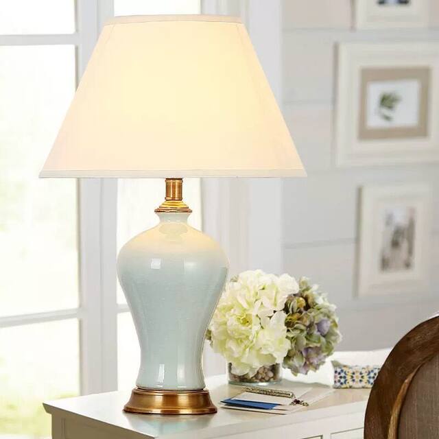 Ceramic Table Lamp for Bedroom, Home Use, American-Style Porcelain Table Lamp, European-Style Table Lamp, Living Room Decoration, New Chinese-Style