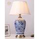 Late search for Jingdezhen blue and white porcelain Chinese retro ceramic table lamp bedroom bedside lamp new Chinese style classical living room decoration