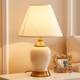 American-Style Ceramic Table Lamp, Simple and Modern Bedroom Bedside Lamp, Creative Bedside Table, European-Style Warm and Romantic Warm Light Decoration