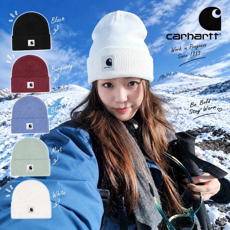 Authentic Carhartt Wip Knit Hat, Cold Weather Hat for Women, Autumn and Winter Woolen Hat, Large Head Circumference, American Style