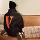 Authentic vlone down jacket for men and women big V Gothic letters embroidered stand collar jacket couple winter trendy brand American cotton
