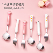 Ceramic handle 304 stainless steel spoon cartoon cute spoon home girl heart spoon creative childrens rice spoon