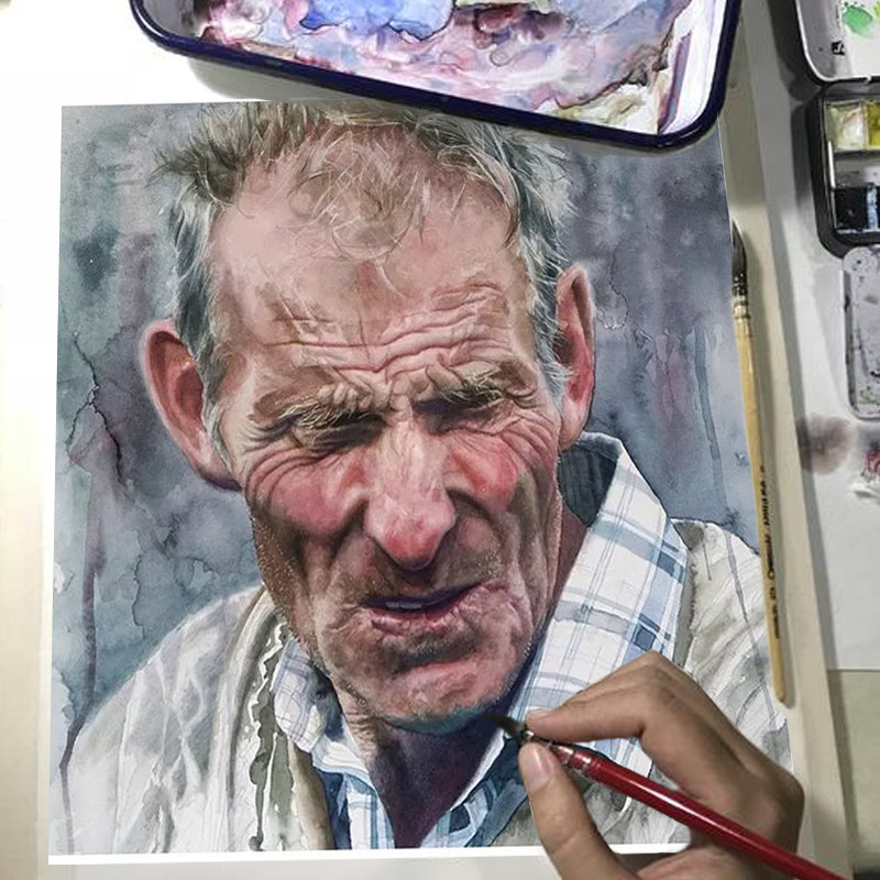 Generation painting watercolor figure color gouache landscape oil painting color lead photo custom portrait sketch portrait pure hand-painted