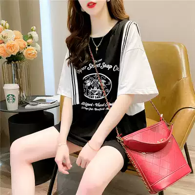 Tide brand long version loose lazy wind short sleeve T-shirt female 2021 new design niche half sleeve base shirt top