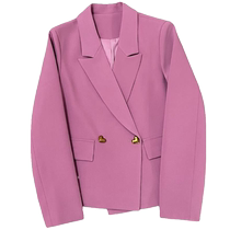 Boomer Purple Pink Suit Jacket Woman Fall 2024 New Design Feel Back Love Buttoned Fried Street Little West Suit