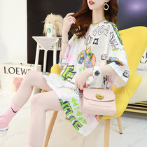 Tidal Fried Street with long black pure cotton short sleeves T-shirt Women Summer 2022 new loose 100 Lapped Printed Blouse