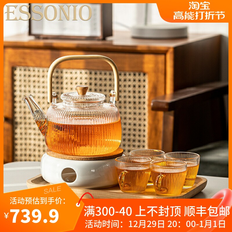 ESSONIO light lavish glass lifting beam teapot tea cup suit candle cooking tea tea tea tea tea tea tea tea cup cooking teapot-Taobao