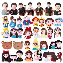 Family of four Cake Swinging Pieces Mesh Red Decoration Cute Wind Boy Girl Five Dress Soft Glue Soft Pottery Birthday Plugin