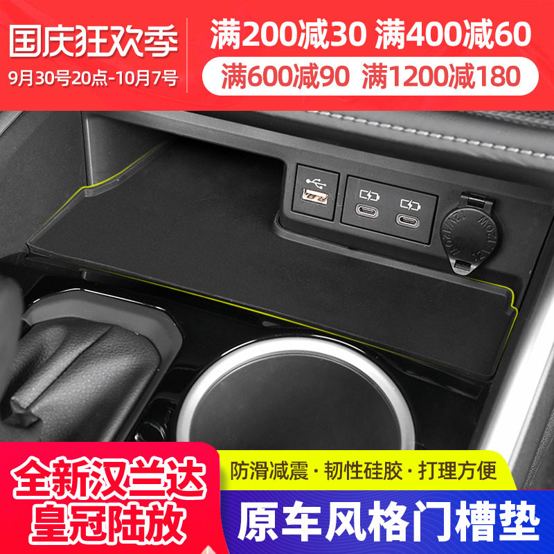 Suitable for 22 Toyota fourth-generation Highlander door slot pad crown land interior special storage silicone non-slip pad