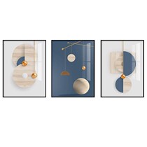 Custom Nordic Living Room Decoration Painting Triptych Sofa Background Wall Hung Painting Modern Minimalist Geometric Mural Dining Room