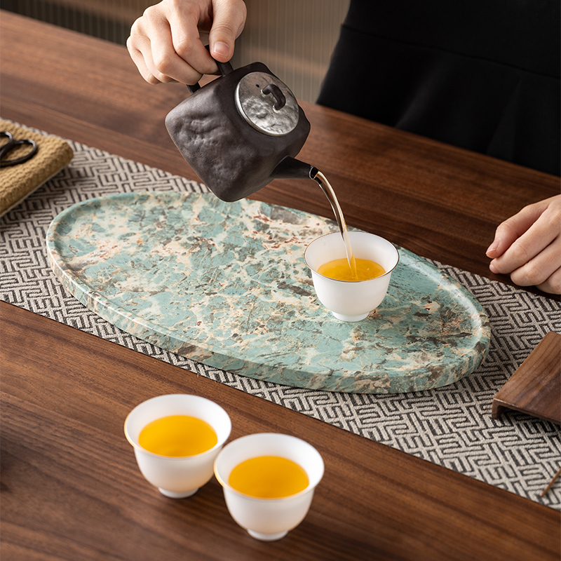 Rectangular Tray for Storage and Display, Round Tray for Sink, Marble Pattern, Light Luxury, Fruit Tray, Snack Display and Storage