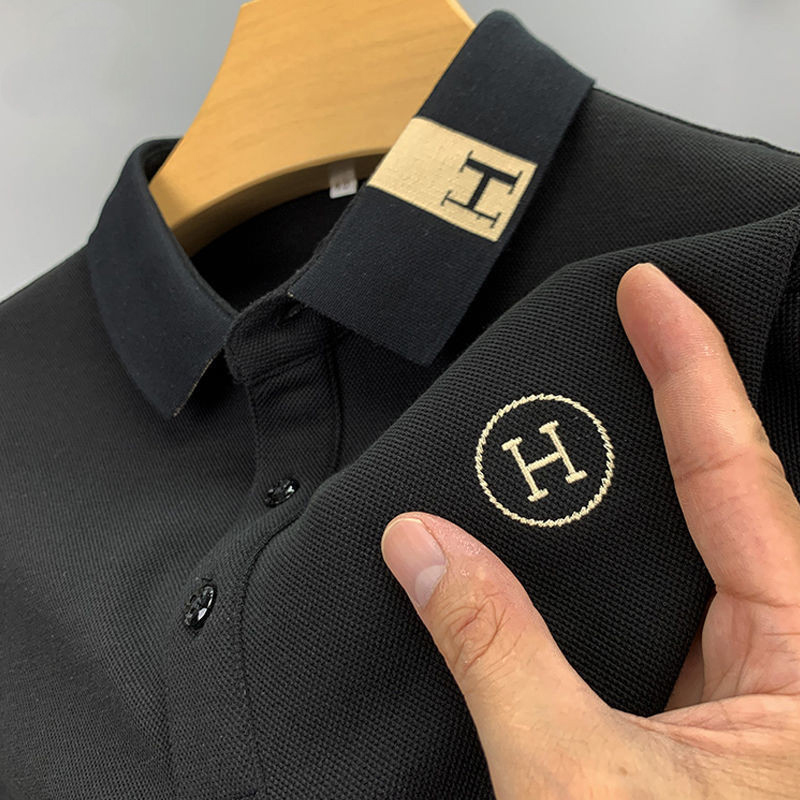 SyingLee long-sleeved t-shirt men's autumn lapel embroidery cotton Paul POLO shirt high-end casual top T-shirt