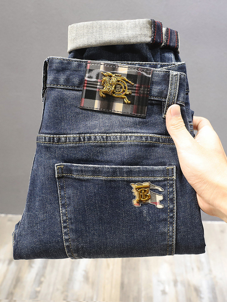 SyingLee jeans men's spring and summer trendy brand all-match casual Korean fashion slim elastic handsome trousers