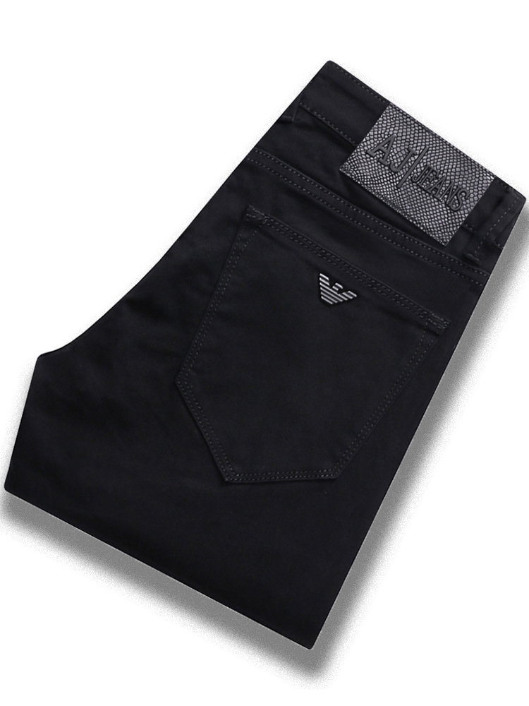 SyingLee jeans men's spring and summer black all-match slim elastic fashion Korean youth casual trousers with small feet