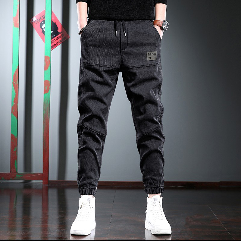 SyingLee jeans men's spring and summer loose straight leg beam men's harem pants trend youth micro-elastic casual pants