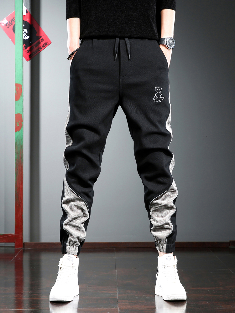 SyingLee Casual Pants Men's Spring and Summer Loose Straight Elastic Beamed Sports Pants Trendy Brand Fashion All-Match Sweatpants