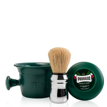 PRORASO Mens Shaving Soap Set Eucalyptus Scented Italian Imported Beard Brush Bowl (Set of Three)