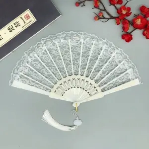Lace folded fan shaking fan of the same fan network red flow Su court wind woman red flangrobe fan fan fan style fan