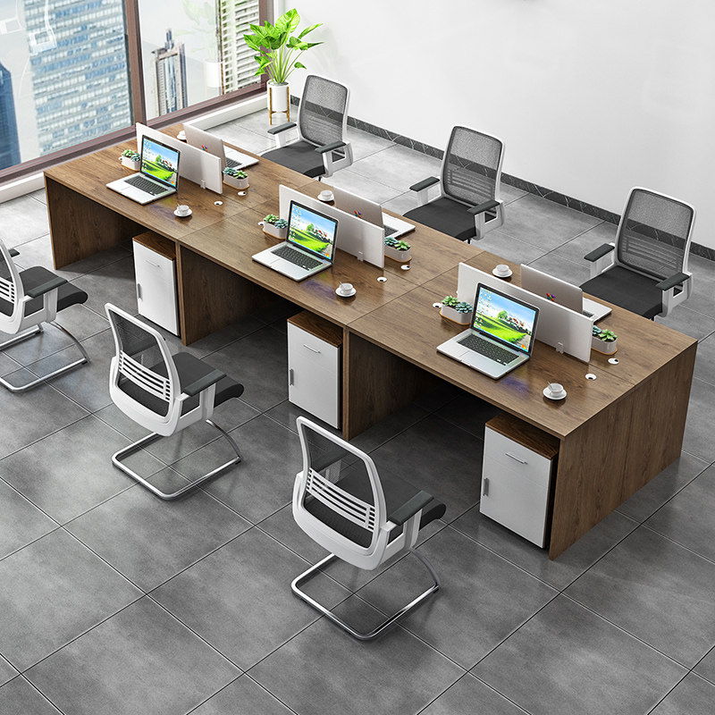 Staff Desk Brief Modern Finance Desk 4 People With Screen Office Staff Table And Chairs Combined Desk