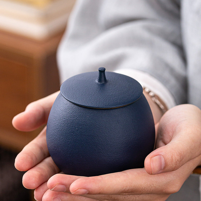 Moisture Protection Day Style Coarse Pottery Tea Leaf Jars Seal Pot Poop Style Travel Ceramic Storage Tank Small Number Home Tea Bin Tea Box