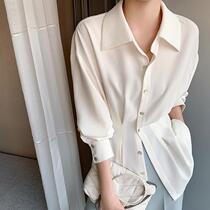 Snowspun Long Sleeve Shirt Woman Design Sensation Small Crowd Light Cooked Port Wind Small summer loose High waist to collect waist and body jacket