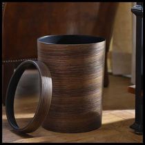 Minimalist company convenient for no lid wood grain bins Creative car Han version retro wastepaper Plastic Chinese simple office