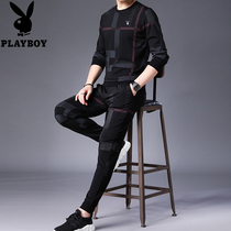 Floral Playboy long sleeve T-shirt male necropolis for the spring and autumn season suit a body print Young mens set of matching clothes