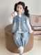 Girls' Spring Denim Outfit, Stylish Children's Vest Three-Piece Set, 2026 New Model, Casual Clothes for Baby Girls in Spring and Autumn