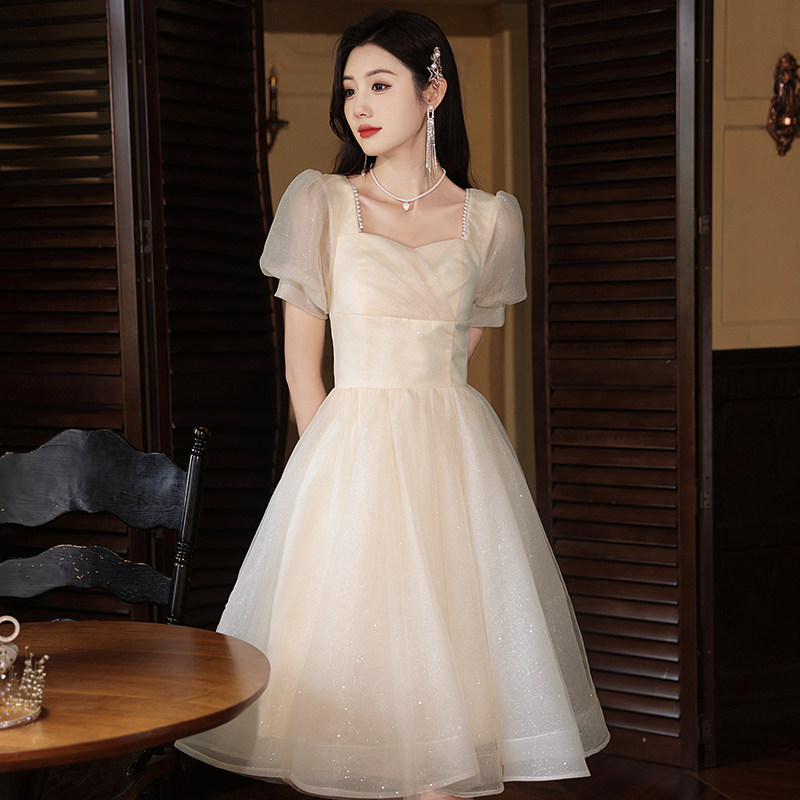 Little girl's evening dress savior! french champagne color accessible  luxuryniche styledress, a must-have for student