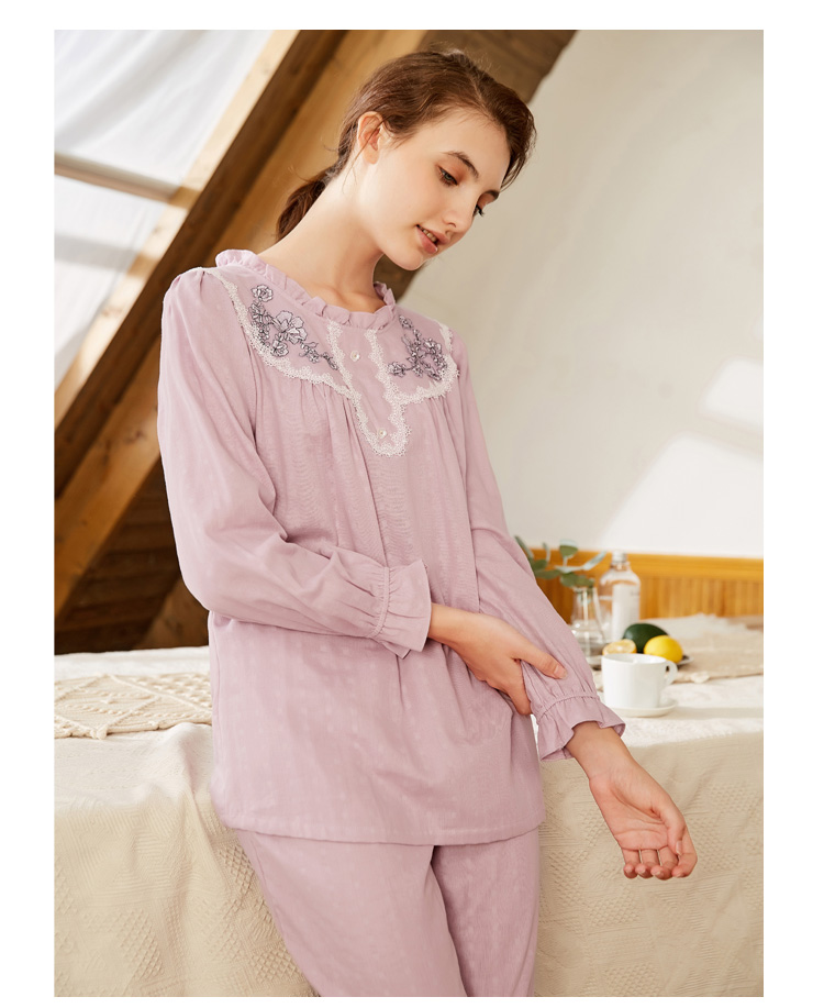 Mỹ tiêu chuẩn mùa thu và mùa đông mới cotton dài tay phục vụ nhà mùa xuân và mùa thu ngọt ngào gợi cảm đồ ngủ ren hai mảnh phù hợp với thủy triều bộ gió nữ đẹp