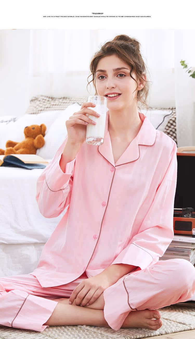 Đồ ngủ cotton 2019 tiêu chuẩn Mỹ mới cho nữ mùa thu và mùa đông cotton dây rút có thể được mặc bên ngoài cặp vợ chồng phục vụ nhà phù hợp với nam giới đồ bộ đẹp 2021