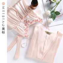 American standard 19 M M heavy silk suspender nightgown two-piece sexy bathrobe pajamas mulberry silk home wear