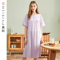 American standard thin short sleeve cotton nightgown women Spring Summer princess style cotton pajamas can wear sweet lace home clothes