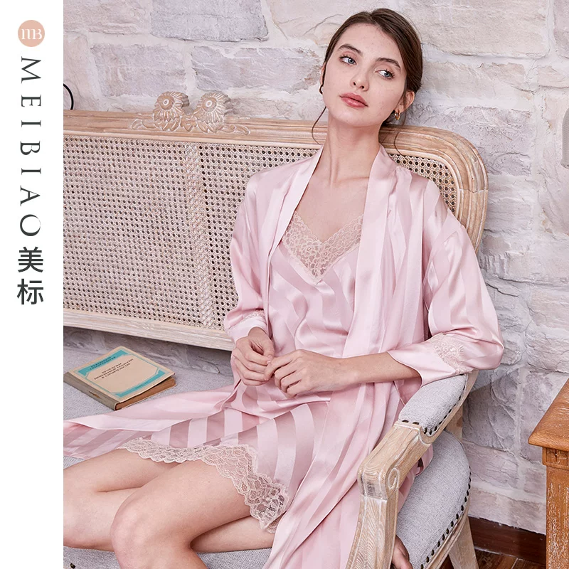 Китайский стильSilk халат для ванной, набор, пижама, утягивающий эффект