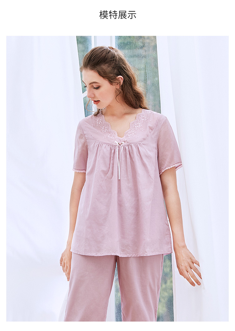 Bộ đồ ngủ ngắn tay cotton nữ 2018 Amoi ngọt ngào có thể mặc đồ công chúa cotton gợi cảm đồ mặc nhà cao cấp