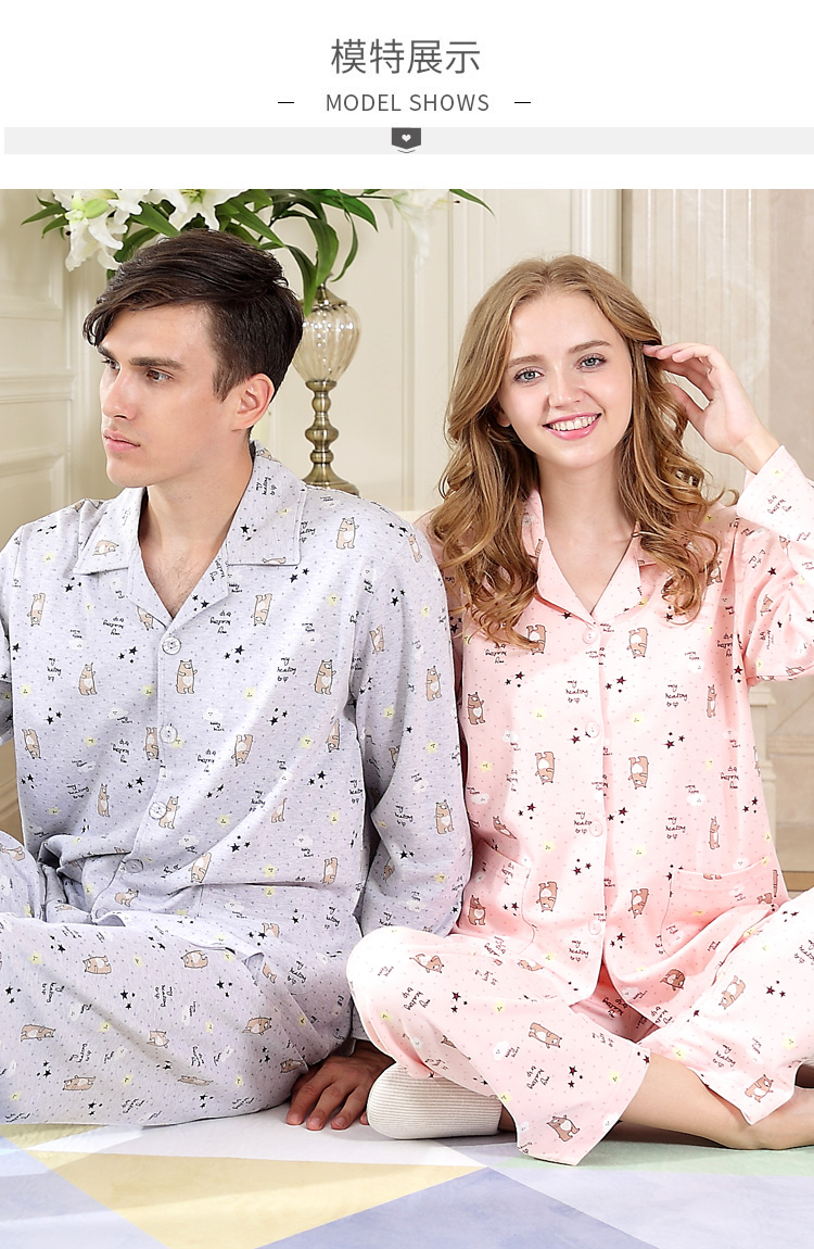 Cặp vợ chồng tiêu chuẩn Mỹ mùa xuân và mùa thu nam và nữ mùa đông cotton dễ thương hoạt hình dài tay bộ đồ ngủ cotton hai mảnh đồ ngủ phim hoạt hình