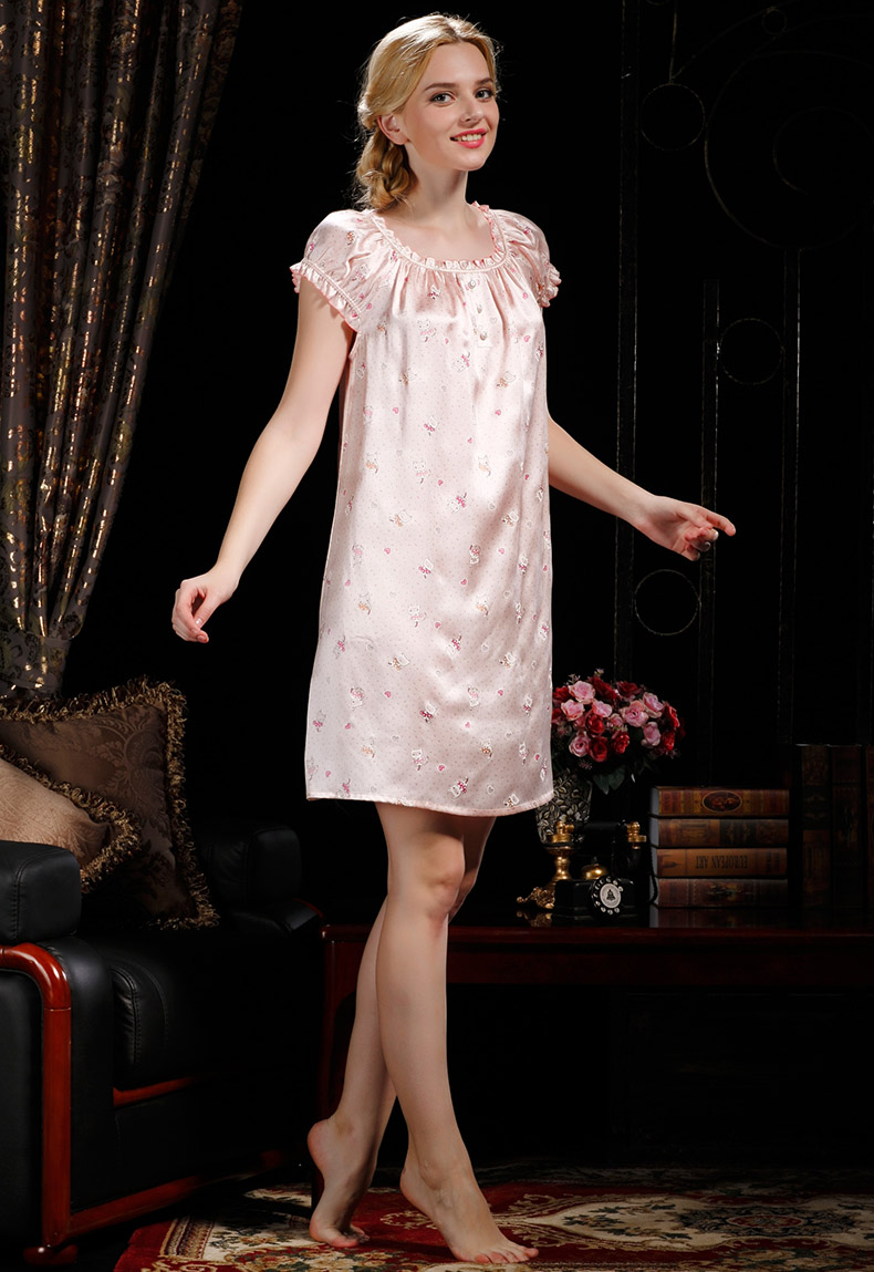 Tiêu chuẩn mỹ đồ ngủ lụa phụ nữ mùa hè lụa nặng lụa nightdress băng lụa sexy phụ nữ mang thai dịch vụ nhà có thể được đeo