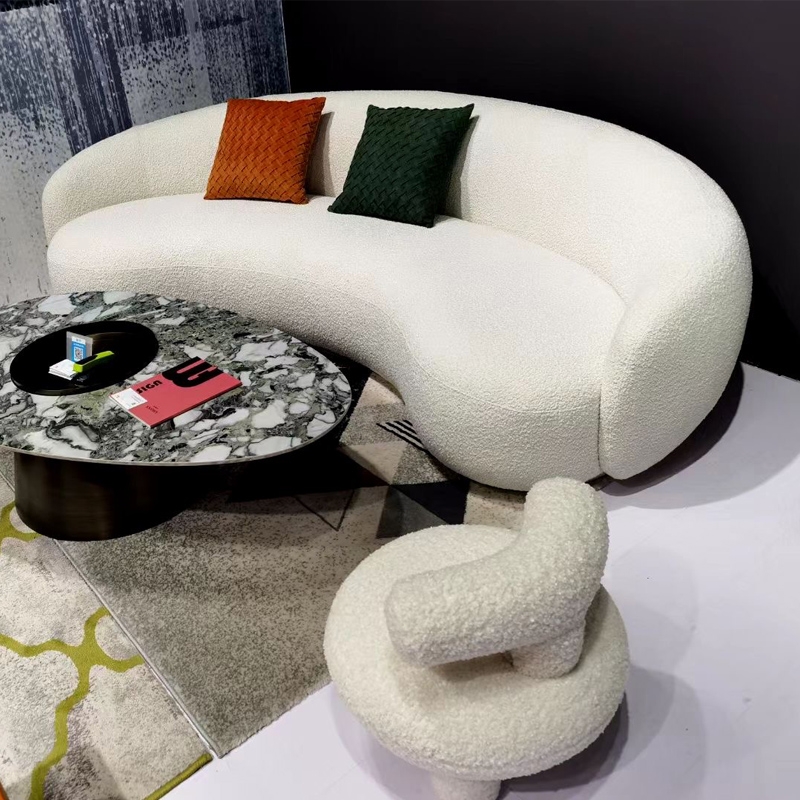 Nordic lamb velvet sofa modern clothing store beauty salon ins creative arc small apartment special-shaped light luxury single