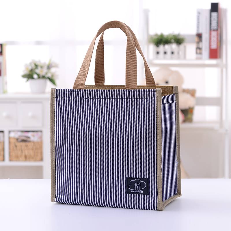 Heat-insulation bag aluminum foil thicker large capacity lunch bag Japanese stripes when packing box handbag bag