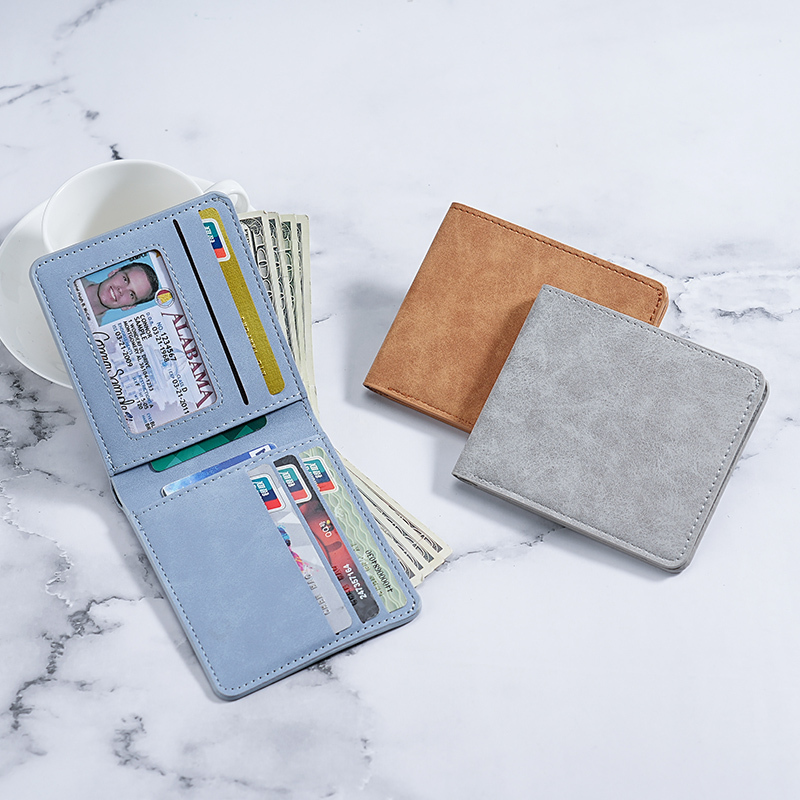Card Holder and Wallet All-In-One Men's Ultra-Thin Short Wallet Soft Leather Wallet Lightweight Simple Multi-Card Slot Wallet for Students