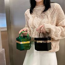 Acrylic portable box portable transparent design high-end western style blue creative niche box bag female new messenger