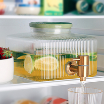 Cold water jug with tap glass Beverage barrel Home put refrigerator High temperature resistant fruit tea Coke barrel juice cool water jug