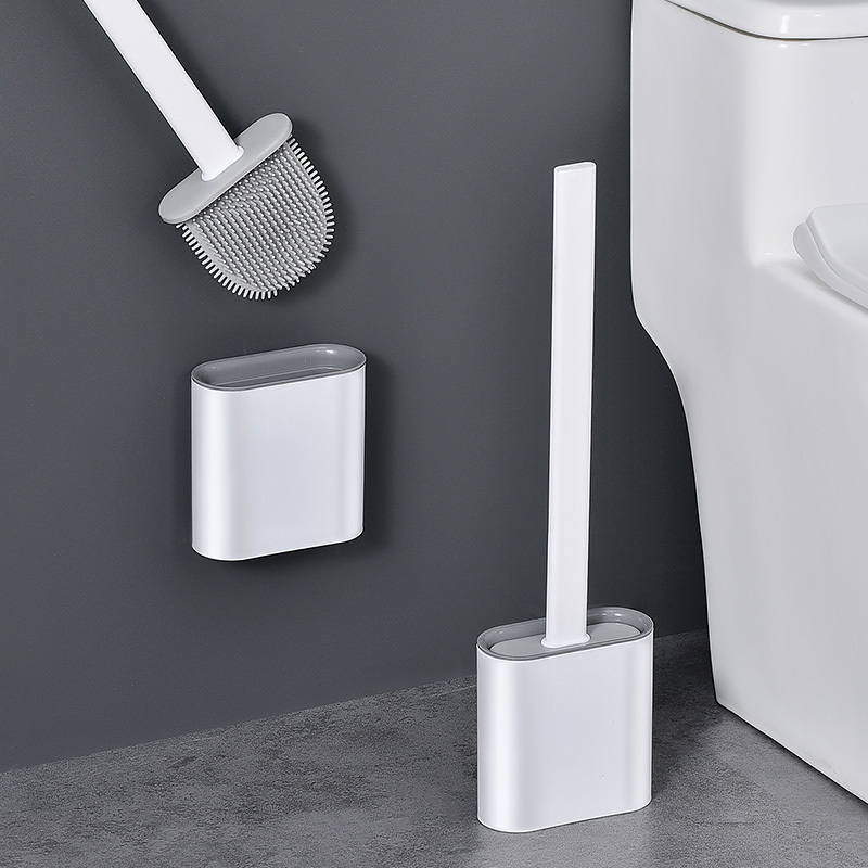 Japanese Toilet Brush with No Dead Ends, Silicone Brush for Cleaning the Toilet, Wall-Mounted Household Bathroom Cleaning Brush Set