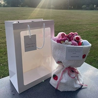 [Клубничный аромат медведь цветок букет] -concolly Напишите поздравительную открытку, чтобы дать подарочные пакеты+огни