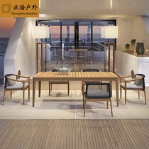 Outdoor anti-corrosion wooden tables and chairs combined outdoor garden open balcony villa garden garden garden garden garden casual chair furniture